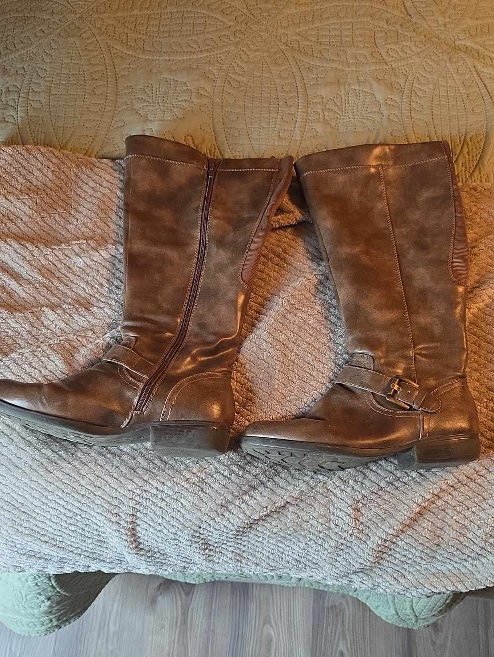 Kim Rogers Brown Knee-High Buckle Riding Boots